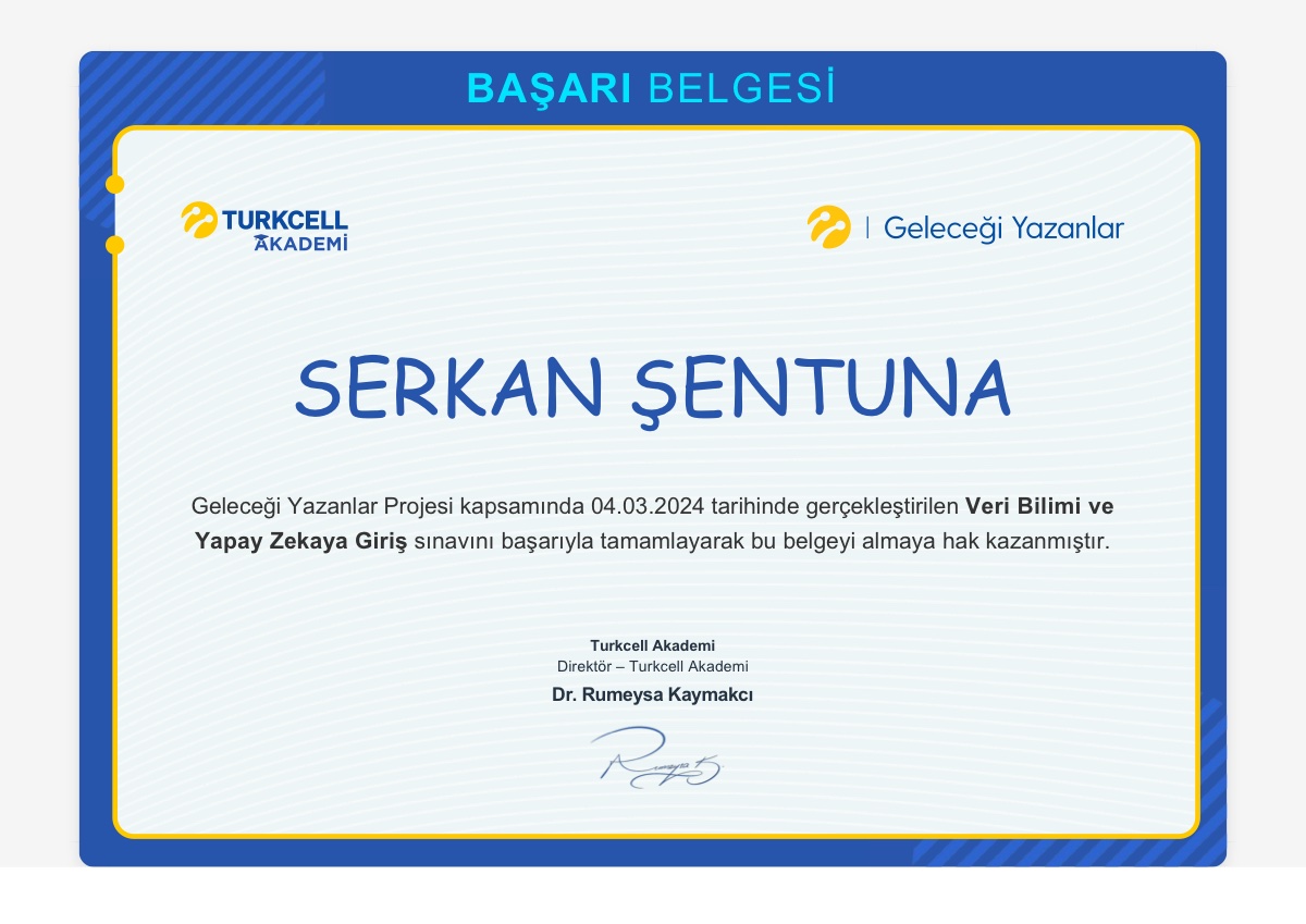 Veri Bilimi ve Yapay Zekaya Giriş